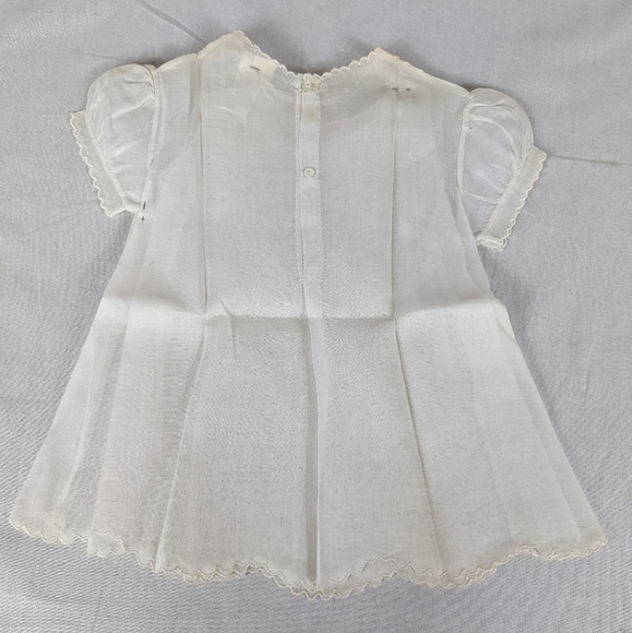 Vintage NEW Baby Dress Slip Sheer 2-Piece Hand Embroidery Hudson's Detroit - Picture 2 of 13